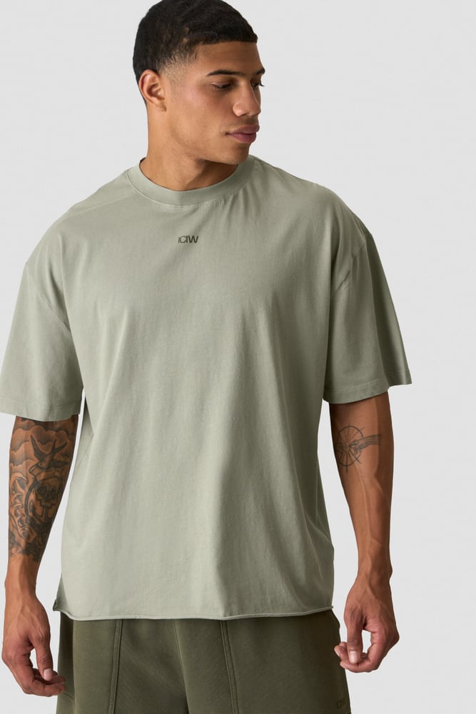 ICIW Stonewashed T-Shirt Print M Light Khaki Green