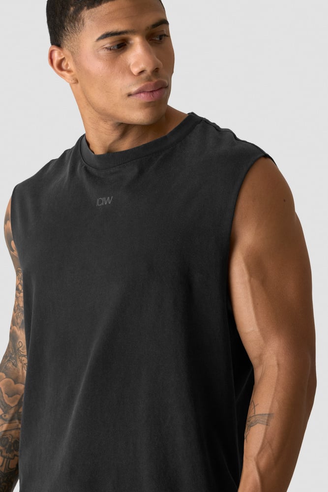 ICIW Stonewashed Tank Print M Black