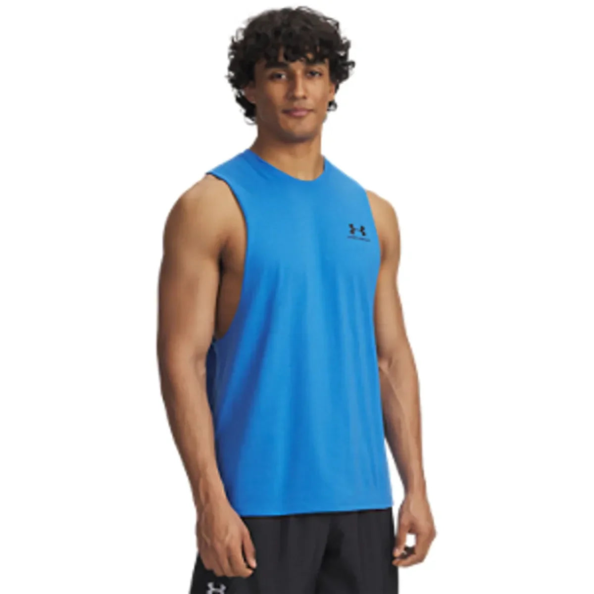 Under Armour UA LEFT CHEST CUT OFF TANK Blue Atlantis