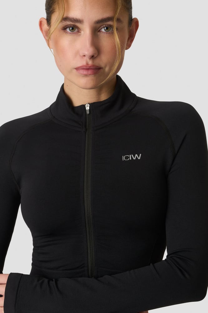 ICIW Define Seamless Cropped Zip Jacket Black