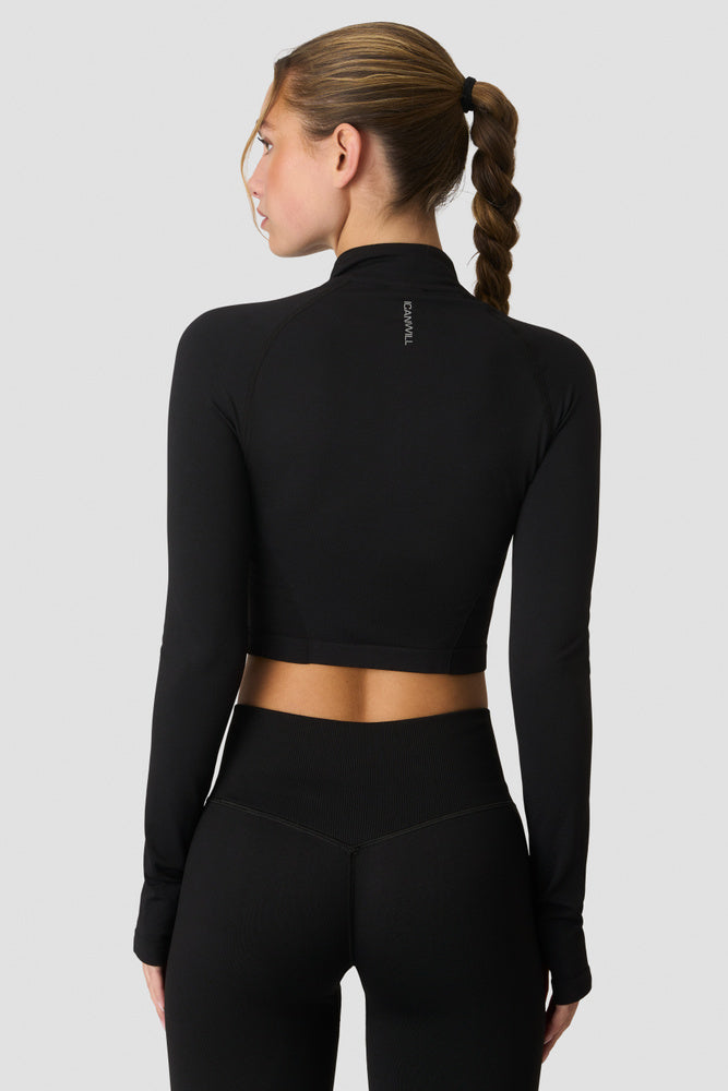 ICIW Define Seamless Cropped Zip Jacket Black