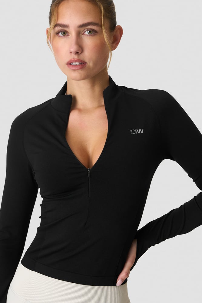 ICIW Define Seamless Invisible 1/2 Zip LS Black
