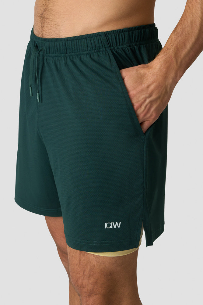 ICIW Stride 2-in-1 Shorts  Green/Yellow