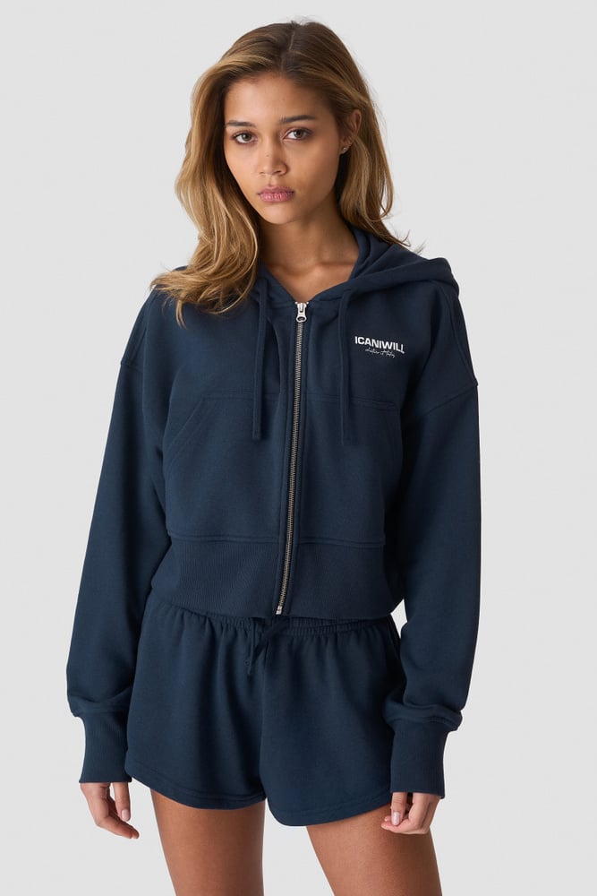 ICIW Everyday Terry Cropped Hoodie Midnight Blue