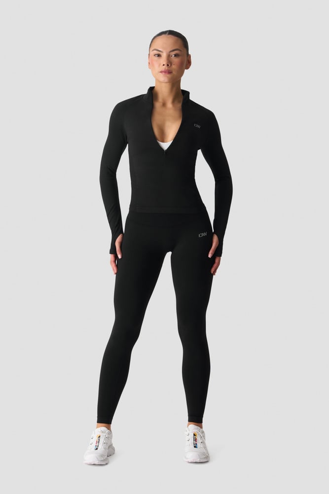 ICIW Smooth Seamless 1/2 Zip LS Black