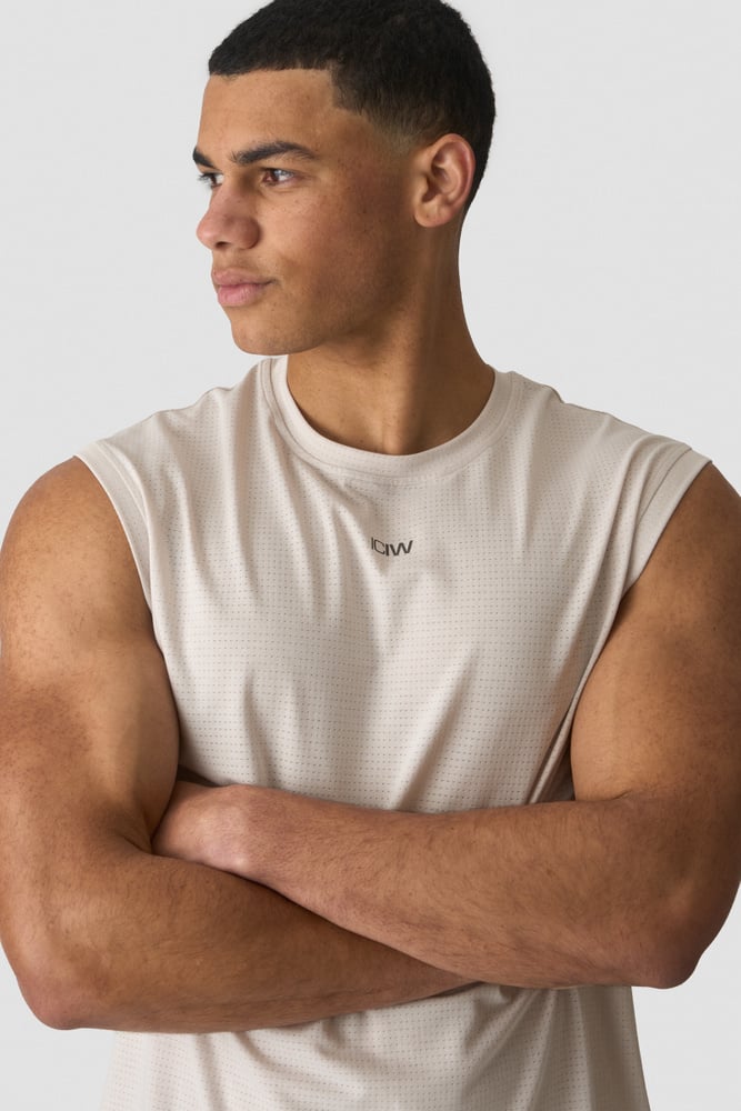 ICIW Stride Sleeveless Tee Dri-Release Light Beige