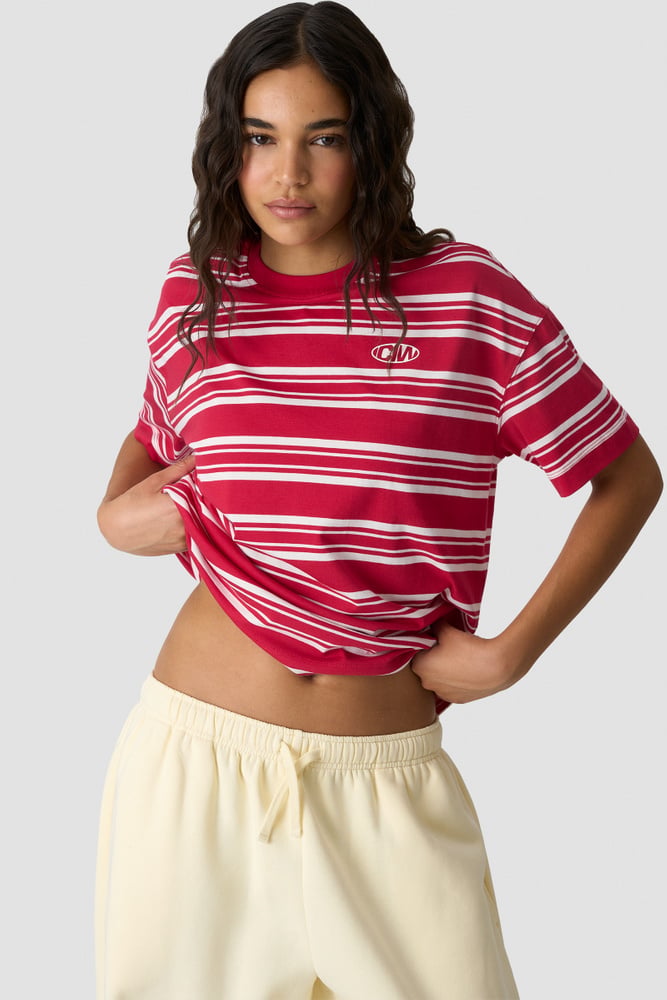 ICIW Everyday Oversized Tee Stripe Bright Red