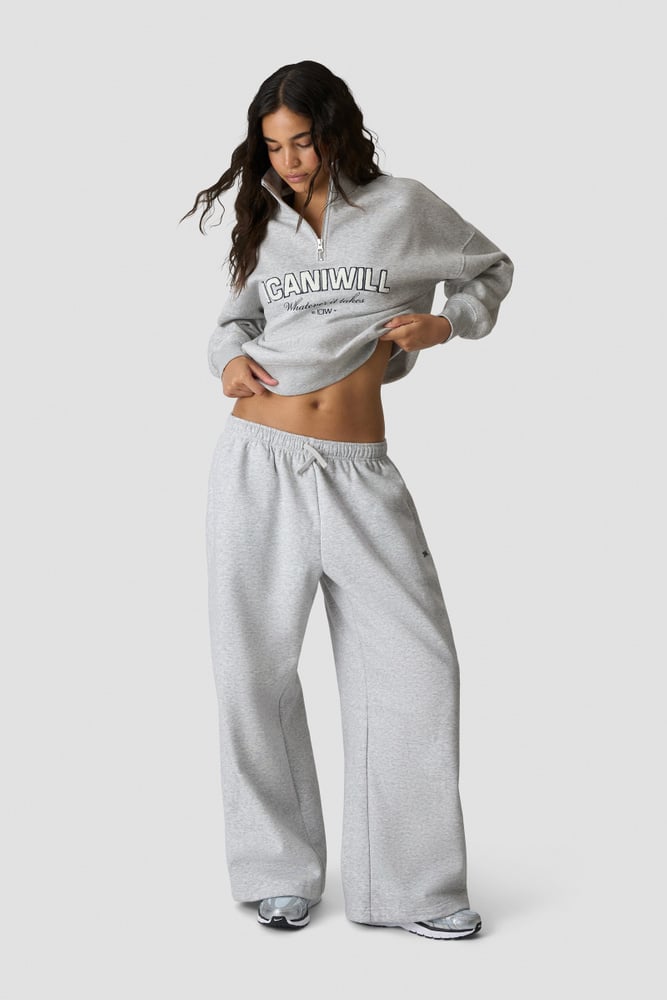 ICIW Everyday 1/4 Zip Sweatshirt Terry Print Light Grey Melange