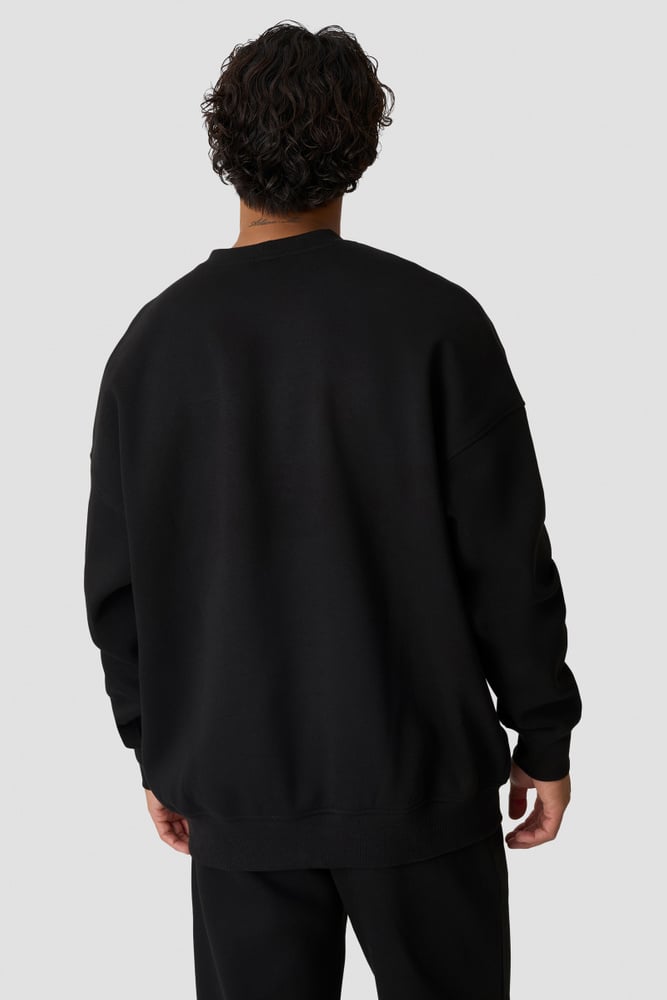 ICIW Everyday Relaxed Crewneck Terry Print M Black