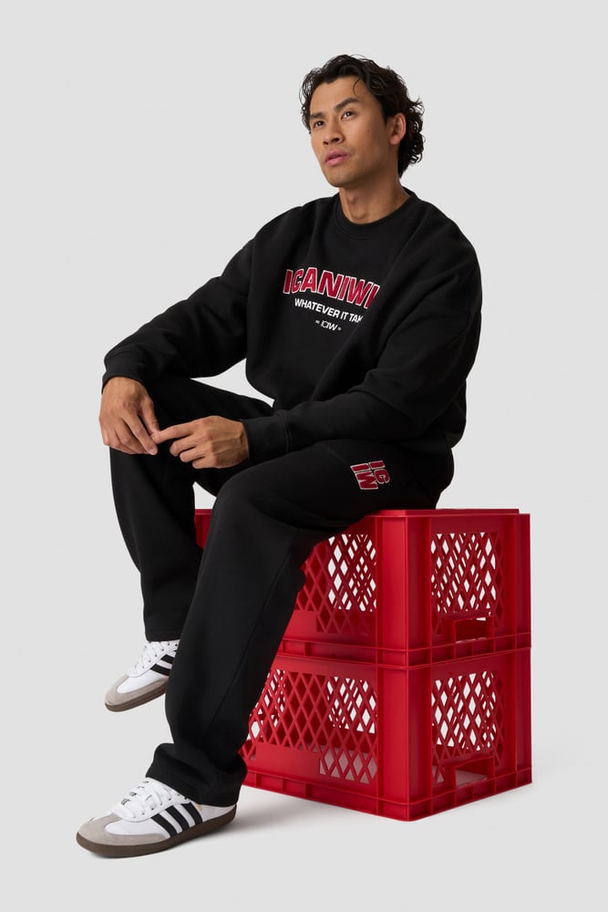 ICIW Everyday Relaxed Crewneck Terry Print M Black