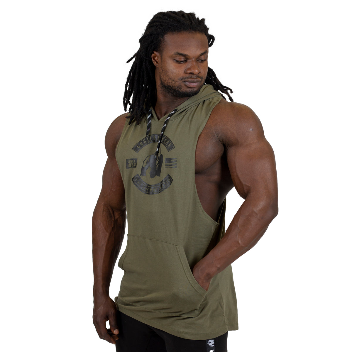 Gorilla Wear Lawrence Hooded Tank Top, army green