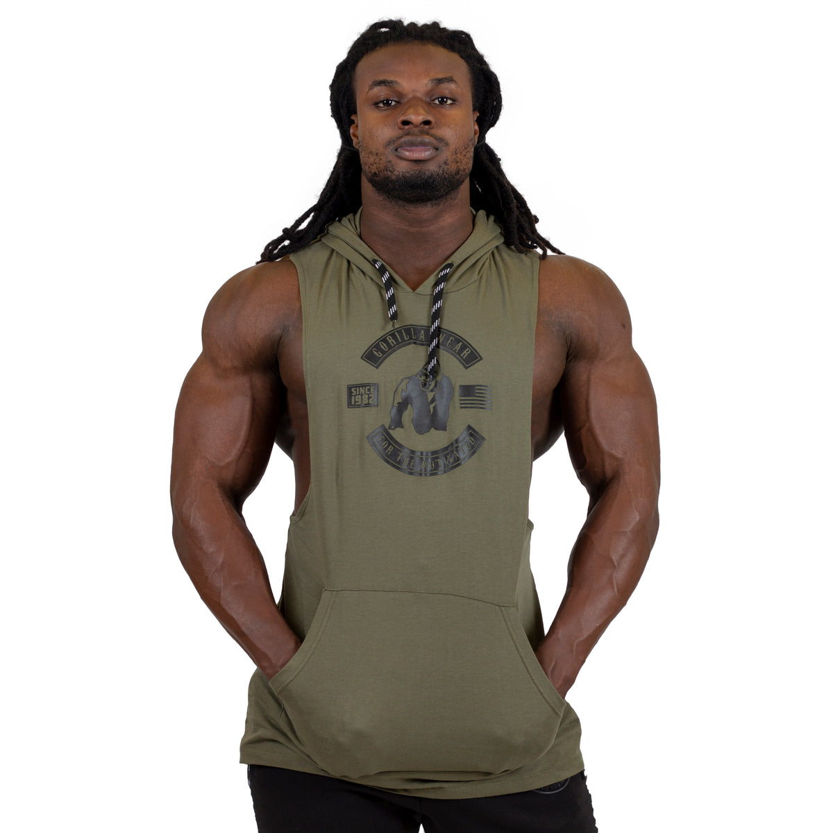 Gorilla Wear Lawrence Hooded Tank Top, army green