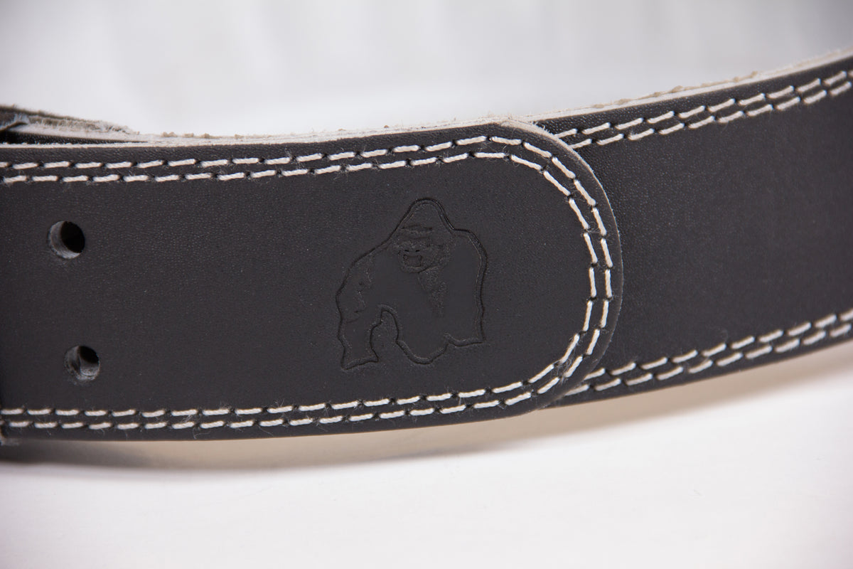 Gorilla Wear 4 Inch Padded Leather Belt, black/grey