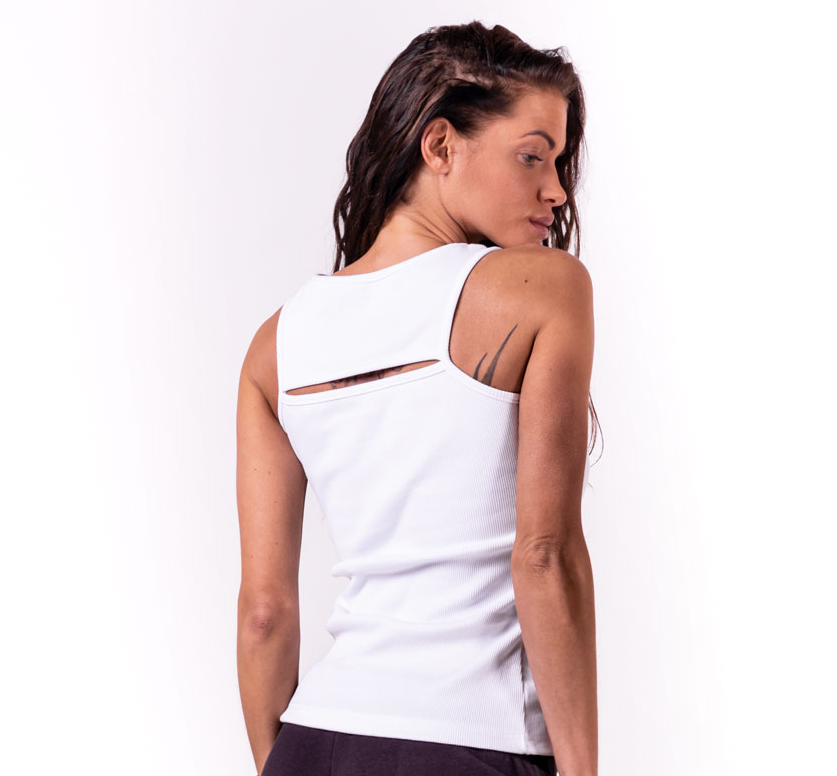 NEBBIA Rib Cut Out Top, white