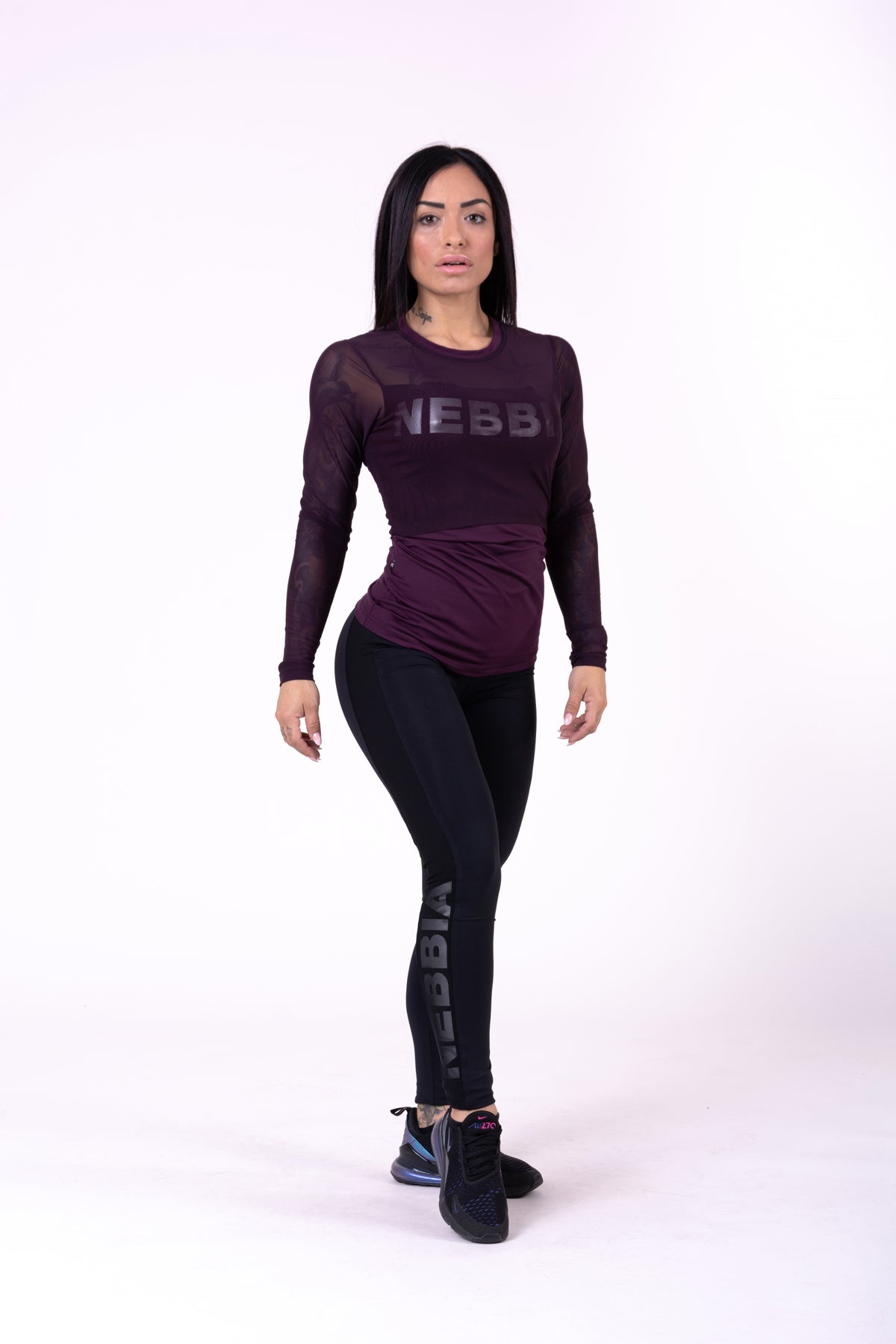 NEBBIA Flash Mesh Longsleeve, burgundy
