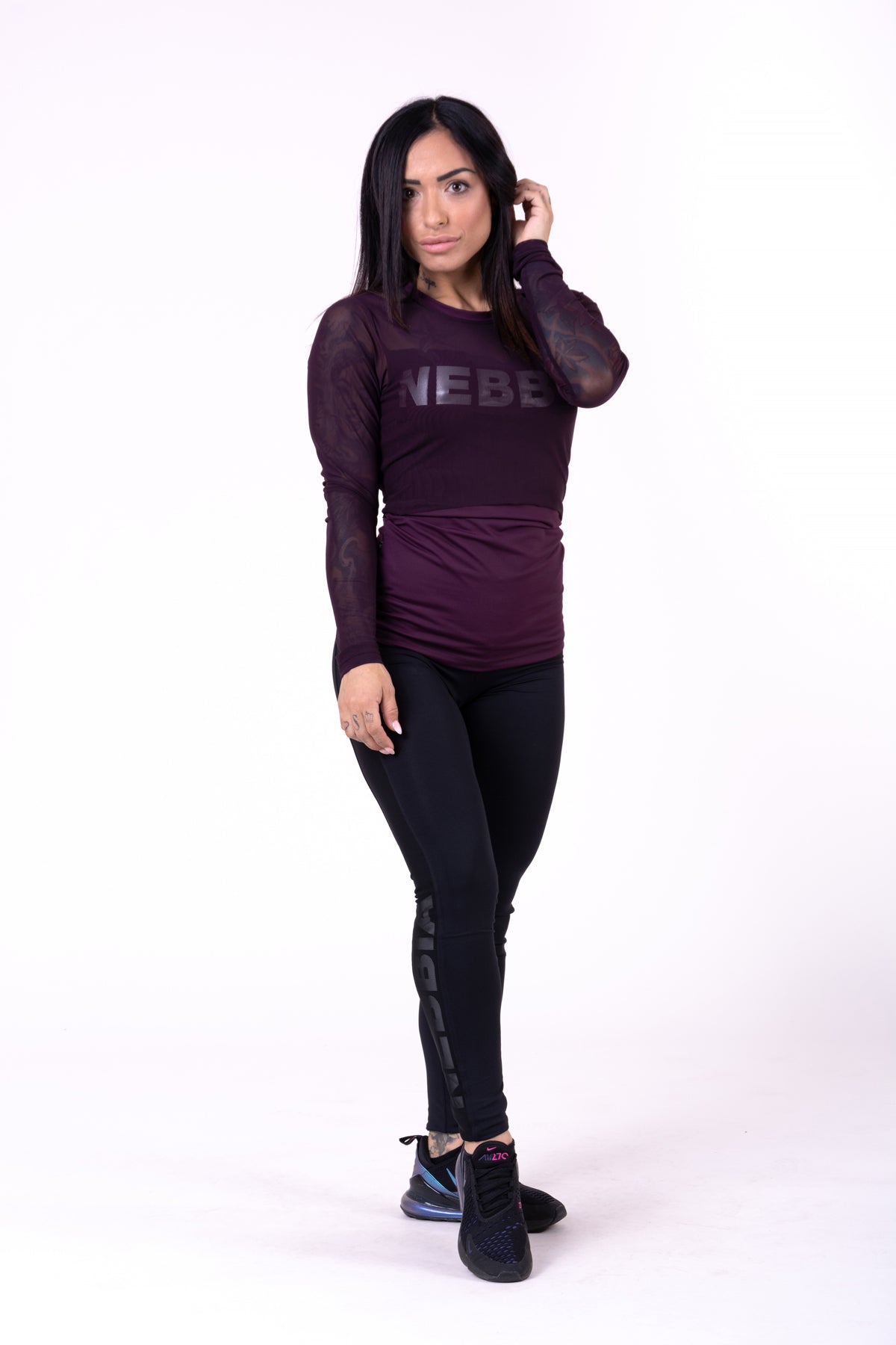 NEBBIA Flash Mesh Longsleeve, burgundy