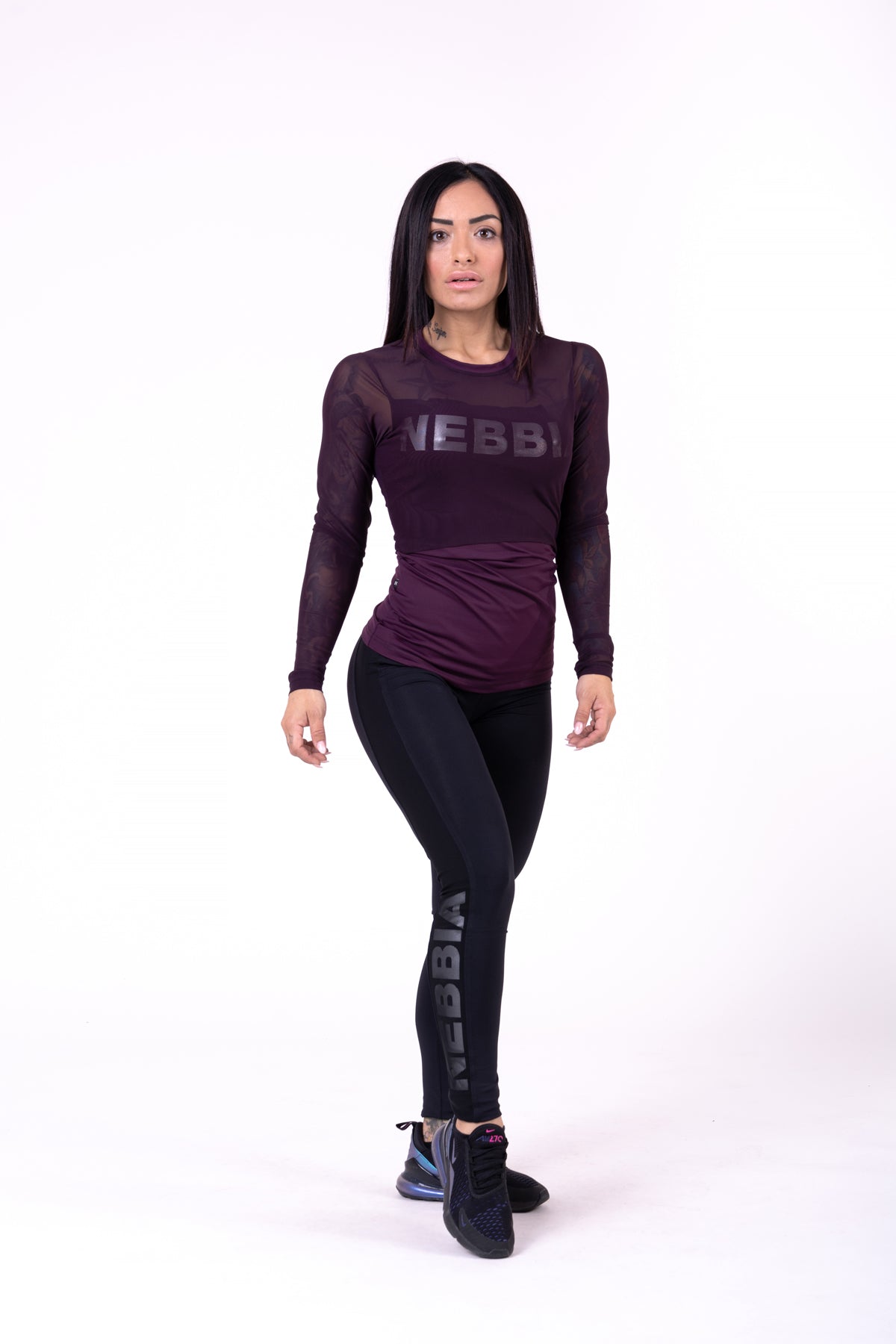 NEBBIA Flash Mesh Longsleeve, burgundy