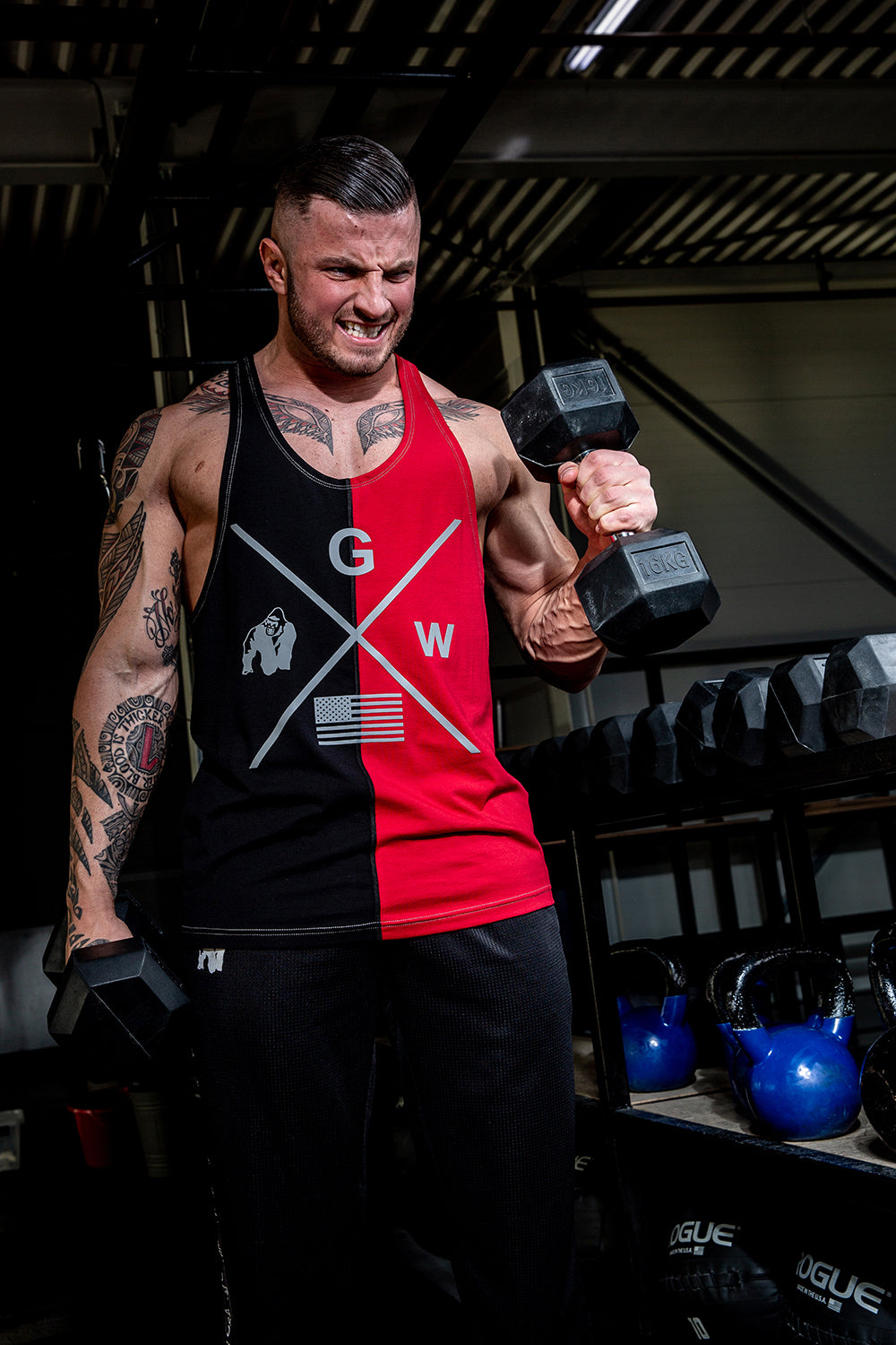 Gorilla Wear Sterling Stringer Tank Top, black/red