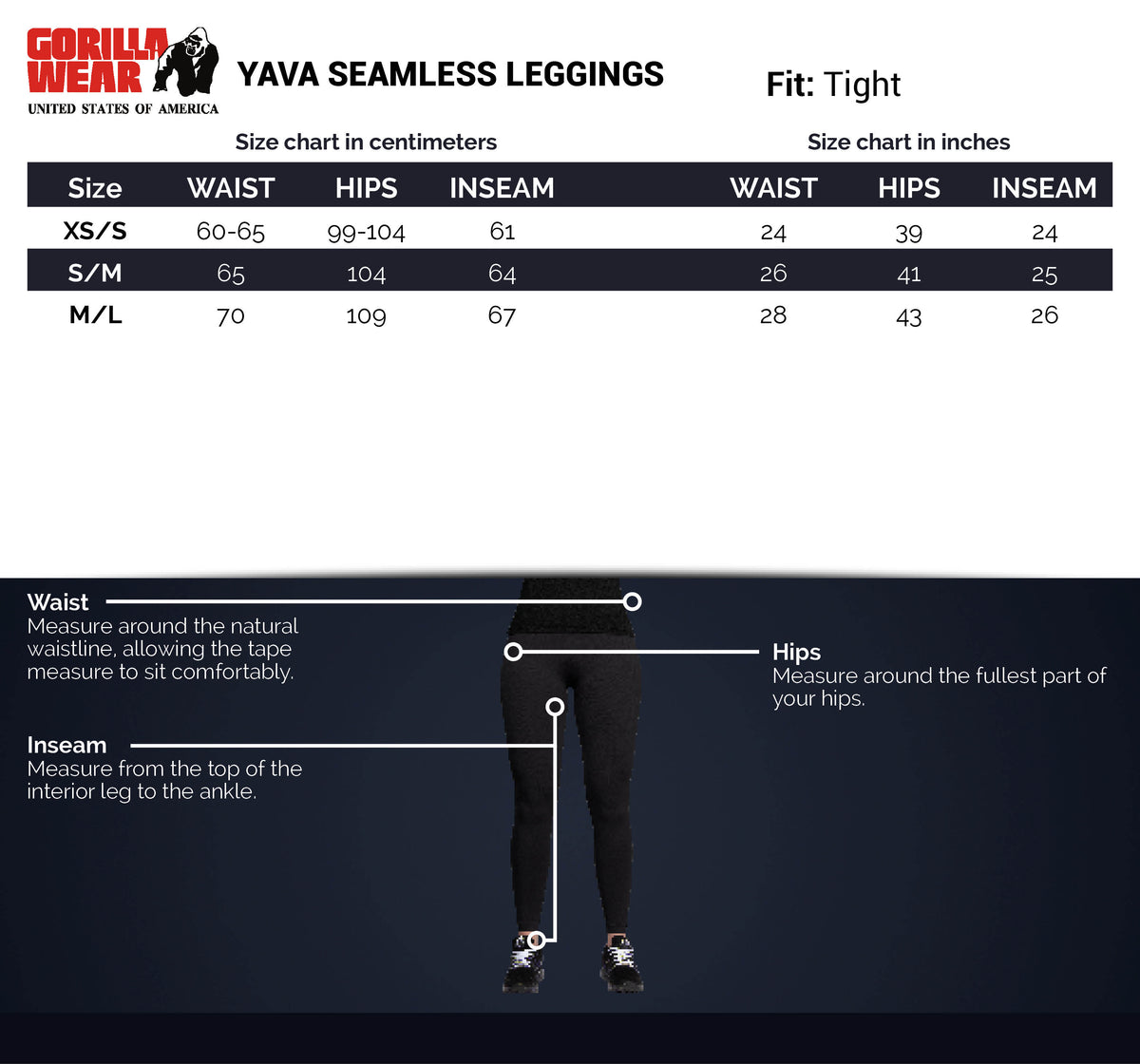 Gorilla Wear Yava Seamless Leggings, black