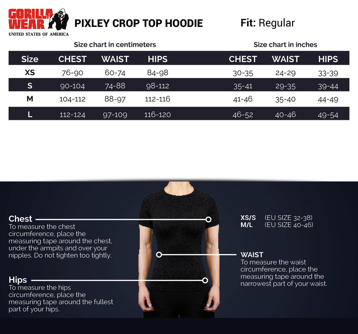 Gorilla Wear Pixley Crop Top Hoodie, black