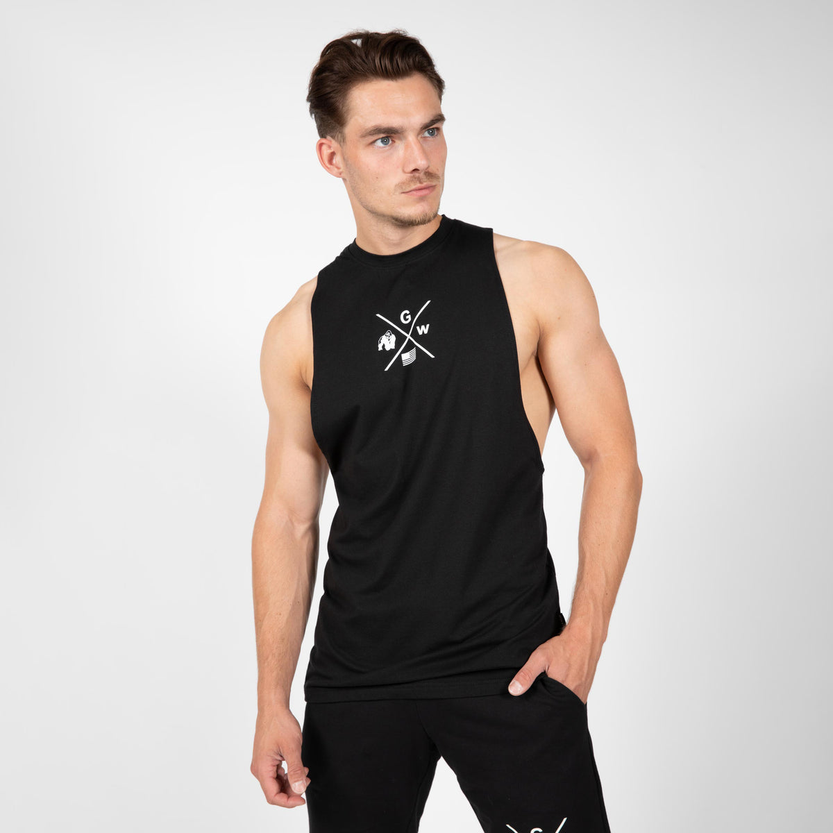 Gorilla Wear Cisco Drop Armhole Tank Top, black/white