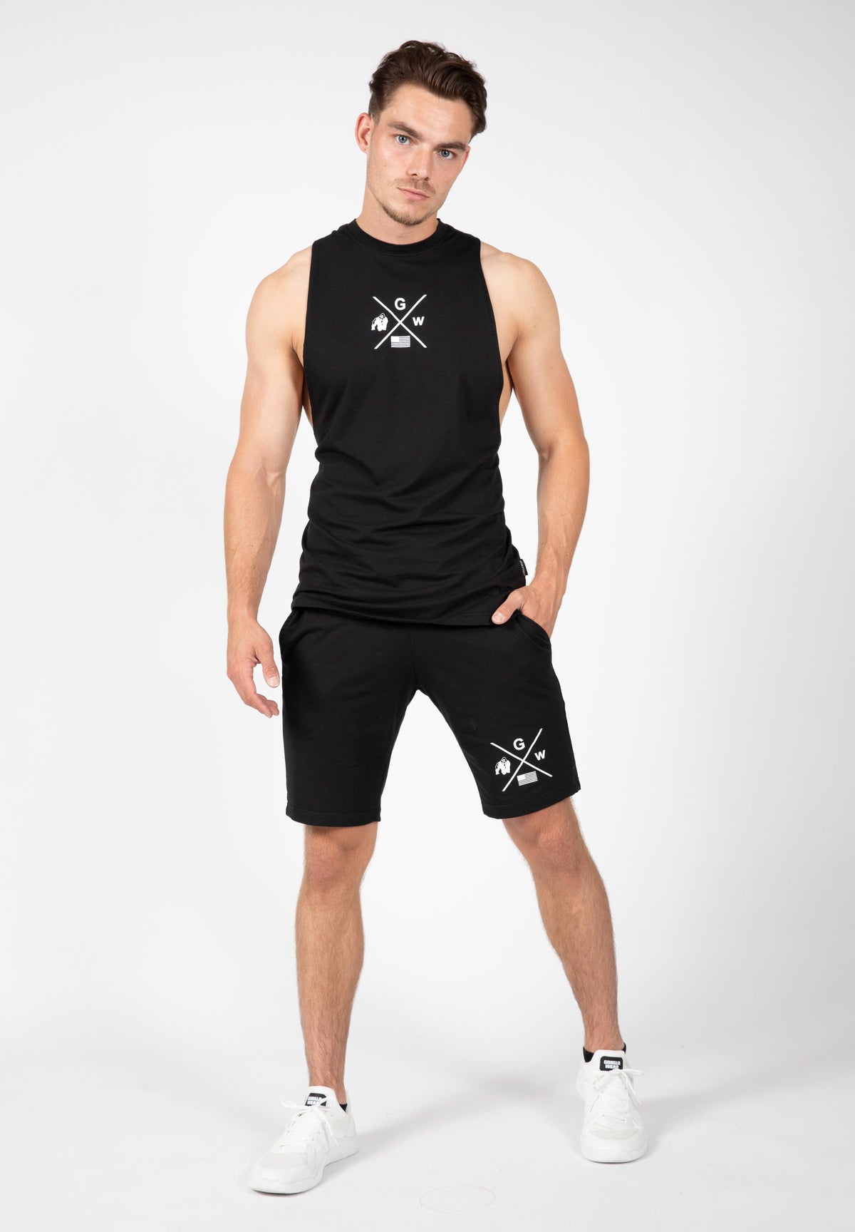 Gorilla Wear Cisco Drop Armhole Tank Top, black/white