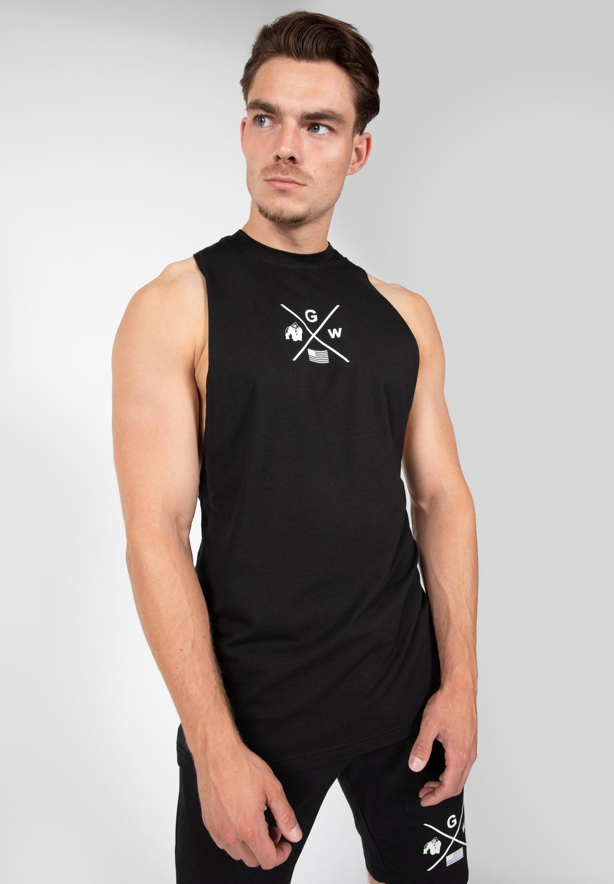 Gorilla Wear Cisco Drop Armhole Tank Top, black/white