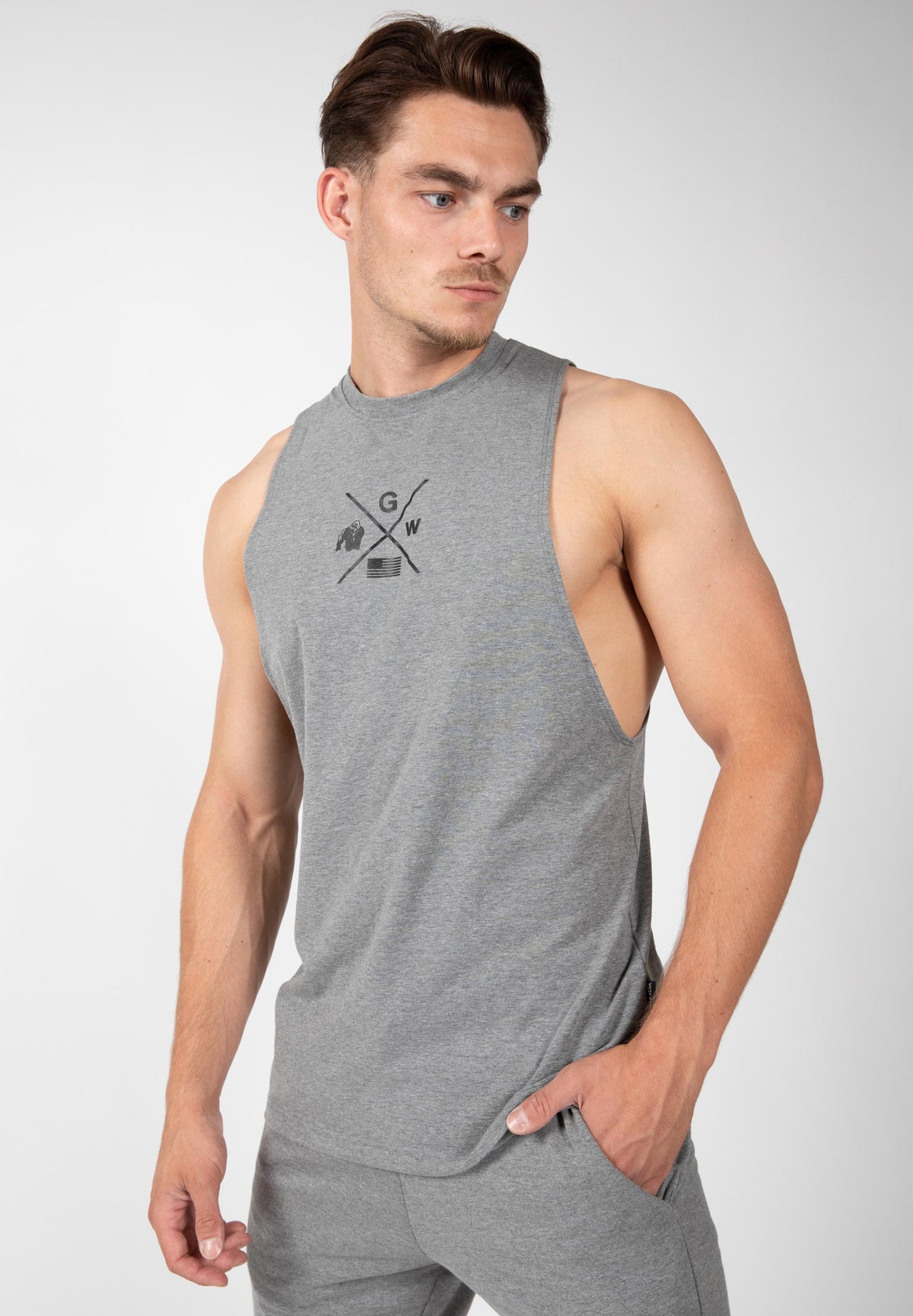 Gorilla Wear Cisco Drop Armhole Tank Top, grey/black