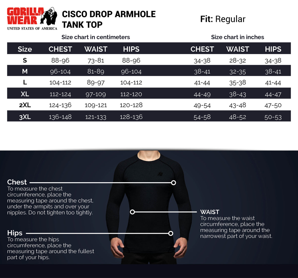 Gorilla Wear Cisco Drop Armhole Tank Top, grey/black