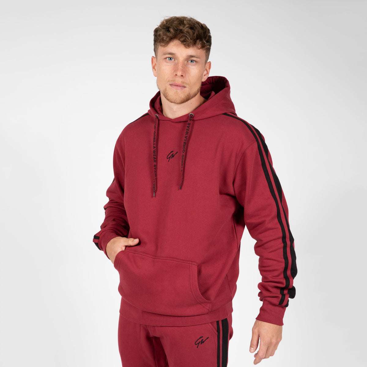 Gorilla Wear Banks Oversized Hoodie, burgundy red/black