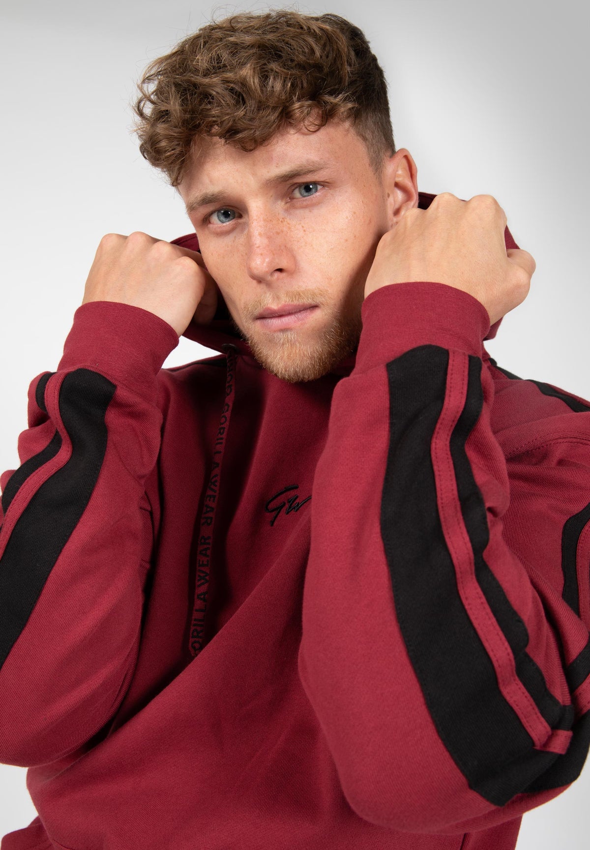 Gorilla Wear Banks Oversized Hoodie, burgundy red/black