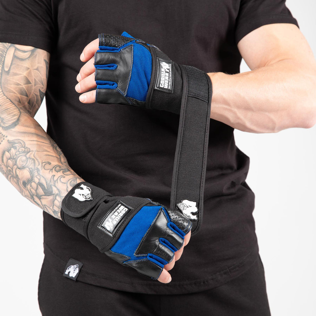 Gorilla Wear Dallas Wrist Wraps Gloves, black/blue