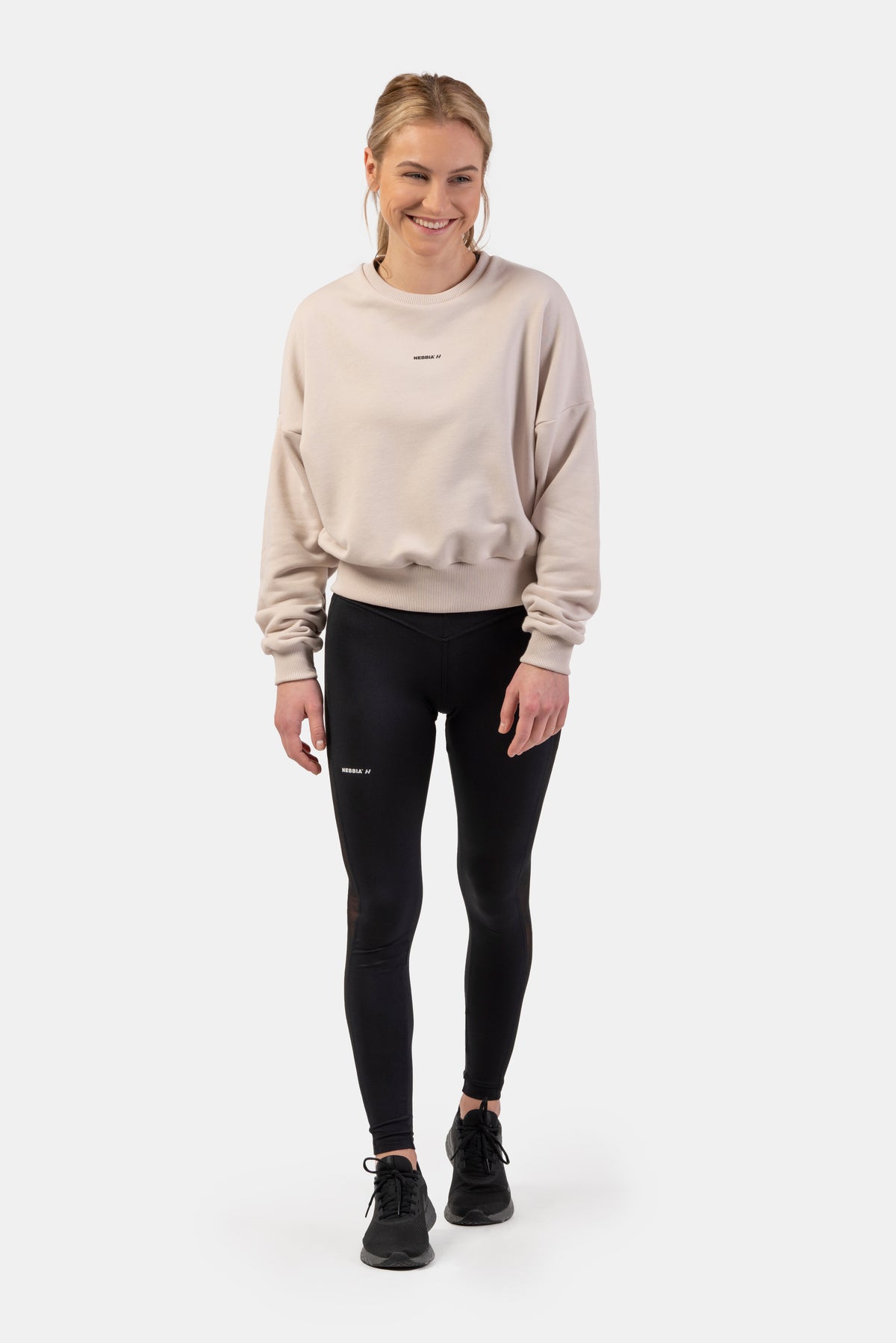 NEBBIA Black Mesh Design Leggings, black
