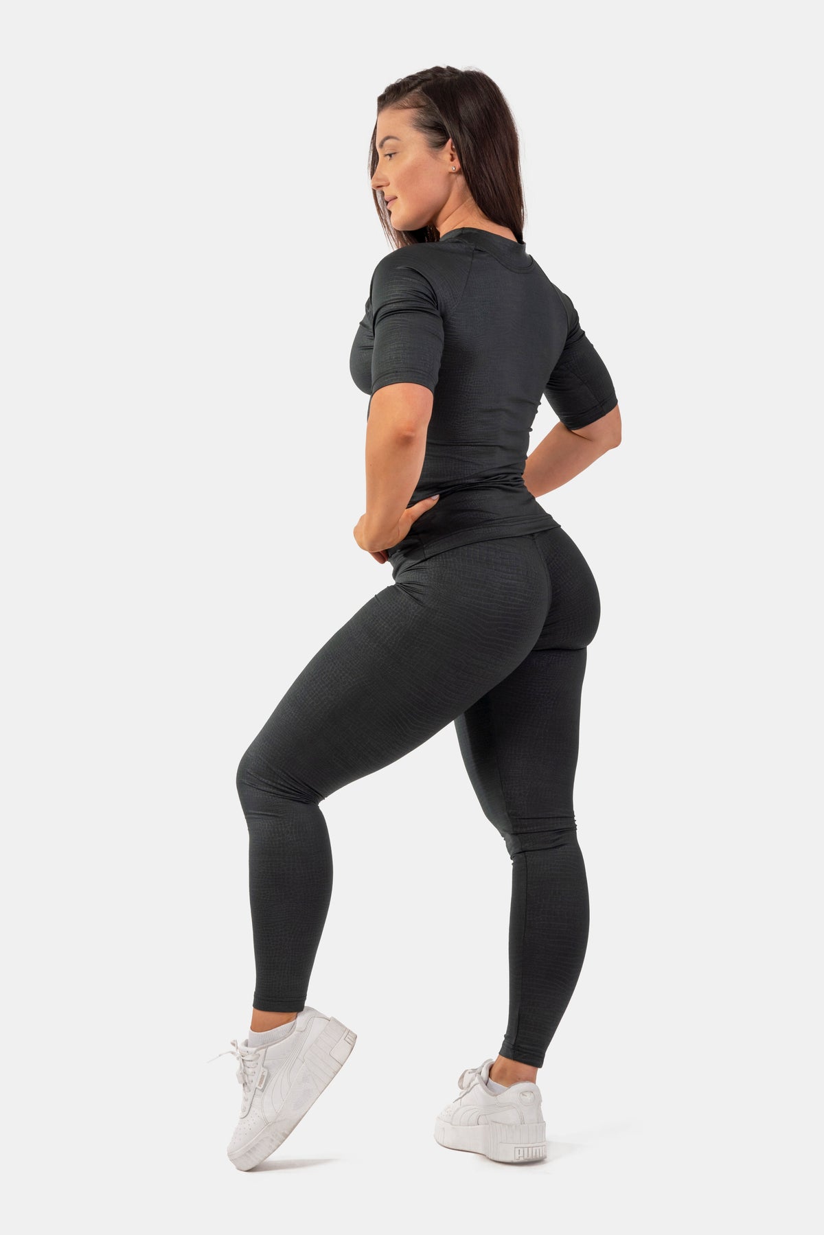 NEBBIA Python SnakeSkin High-Waist Leggings, black