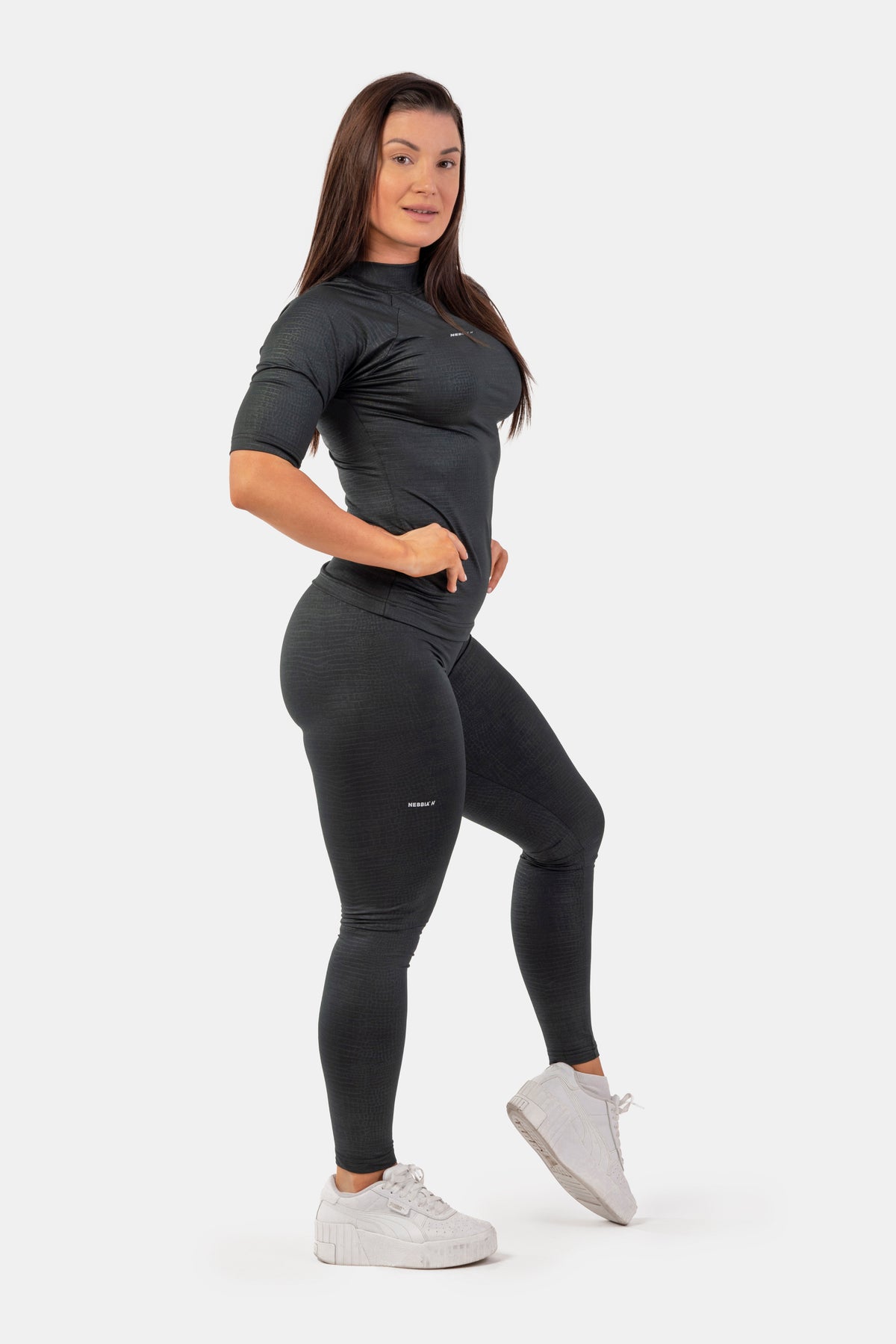 NEBBIA Python SnakeSkin High-Waist Leggings, black