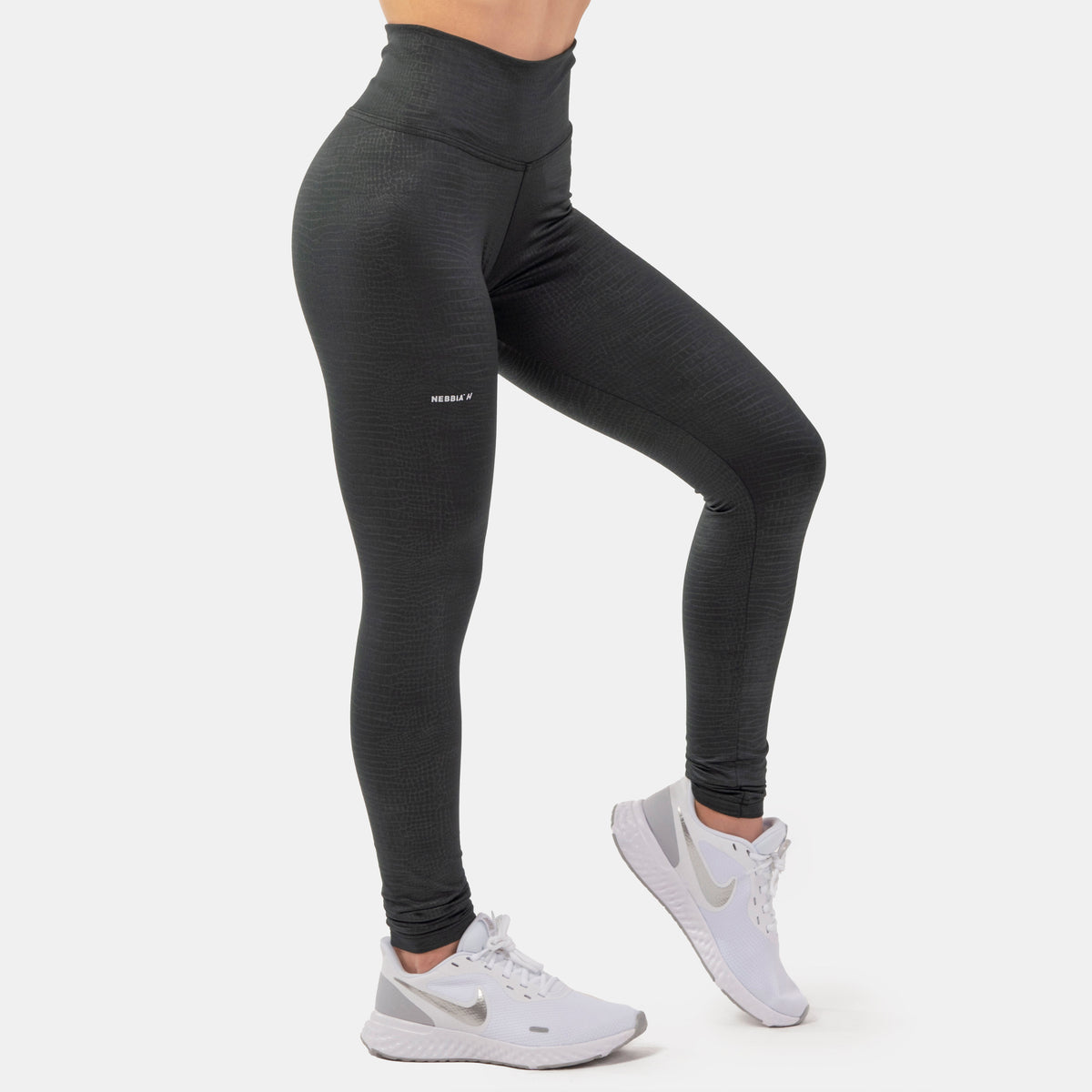 NEBBIA Python SnakeSkin High-Waist Leggings, black
