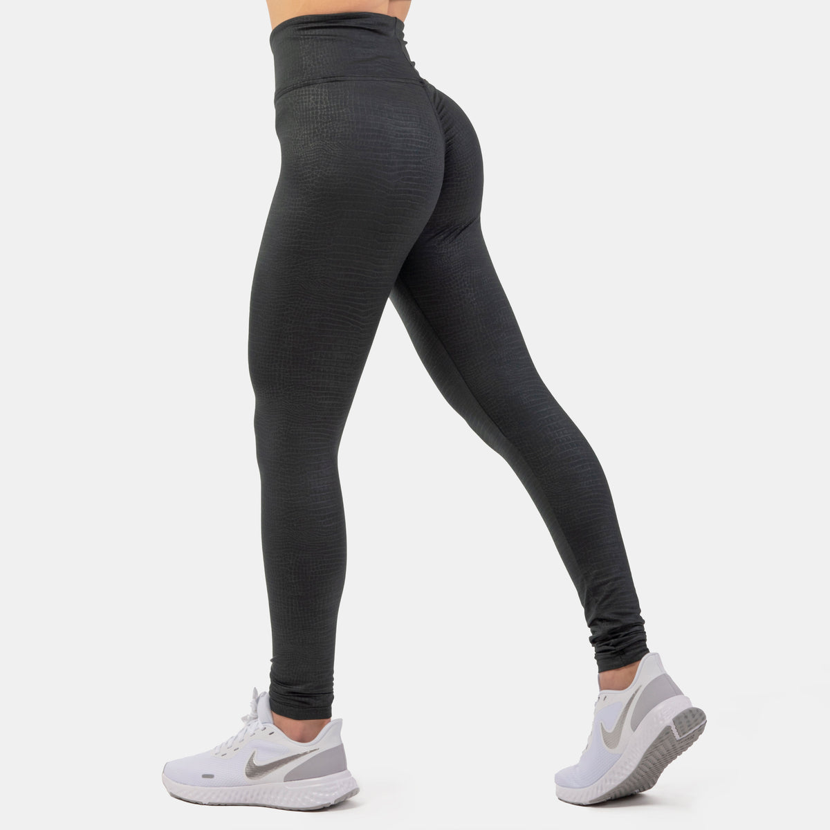 NEBBIA Python SnakeSkin High-Waist Leggings, black