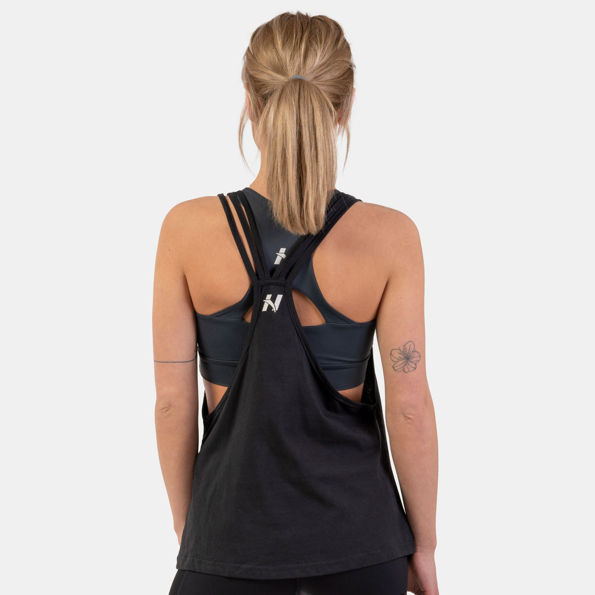 NEBBIA Sleeveless Loose Cross Back Tank Top "Feeling Good", black