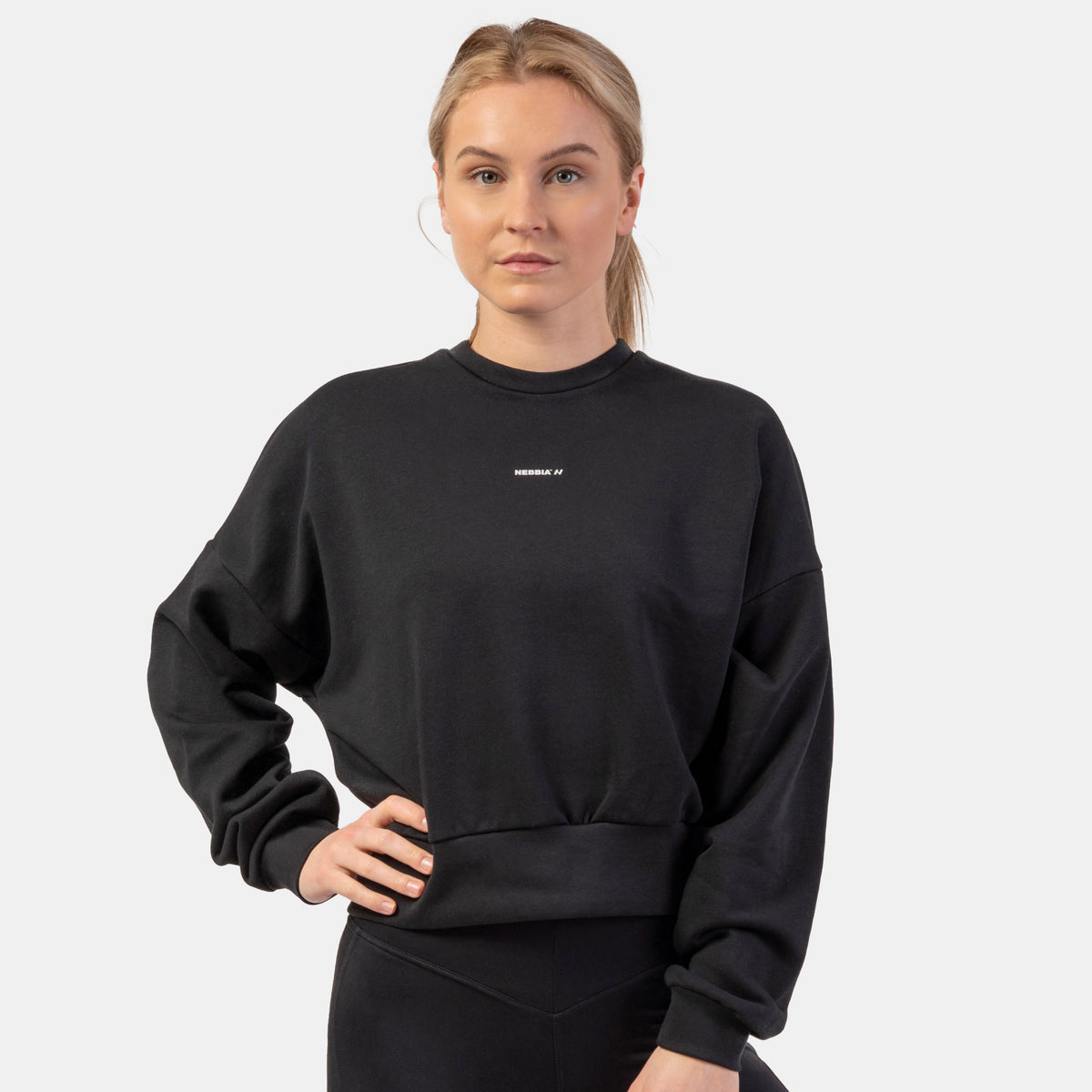 NEBBIA Loose Fit Sweatshirt "Feeling Good", black