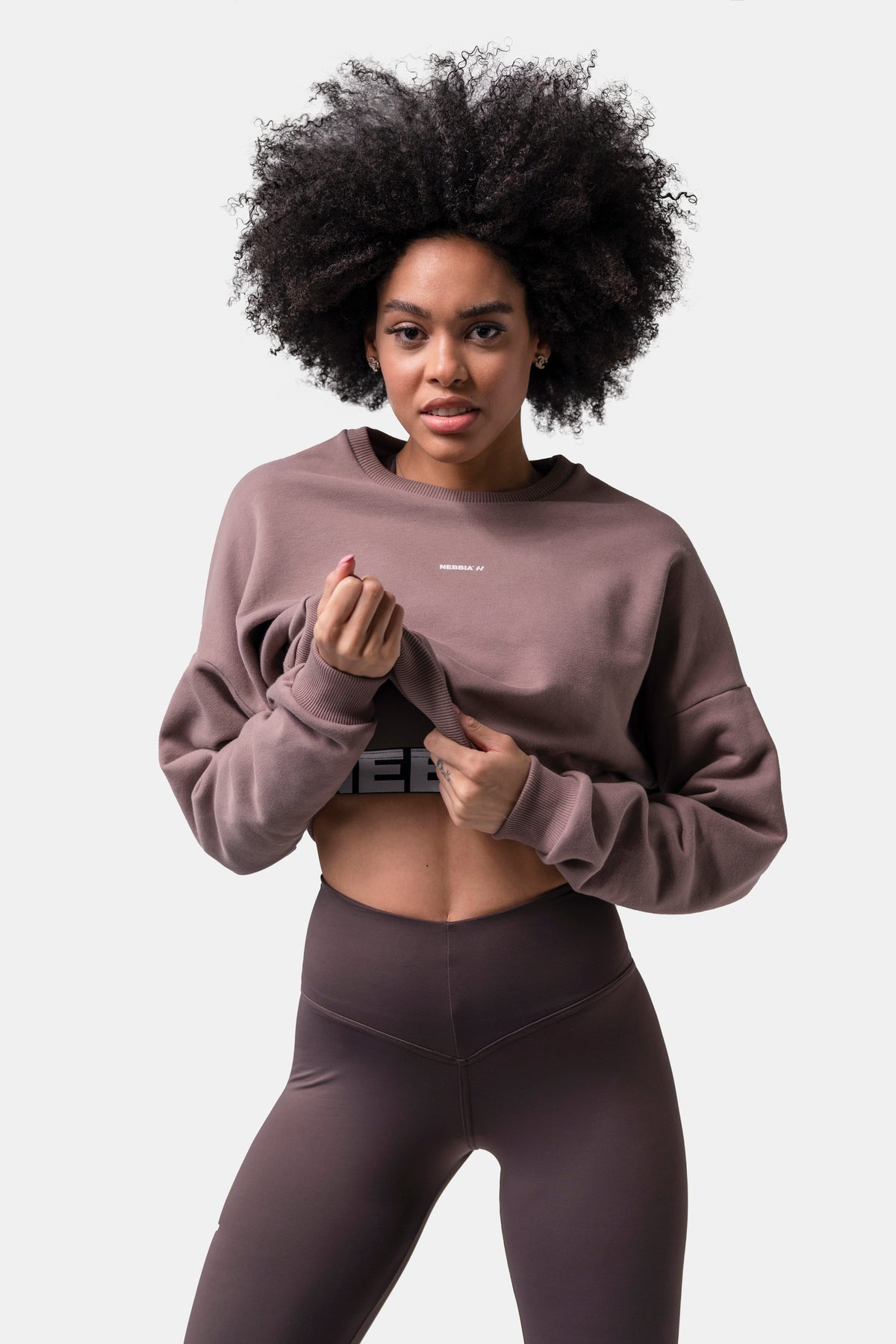 NEBBIA Loose Fit Sweatshirt "Feeling Good", brown