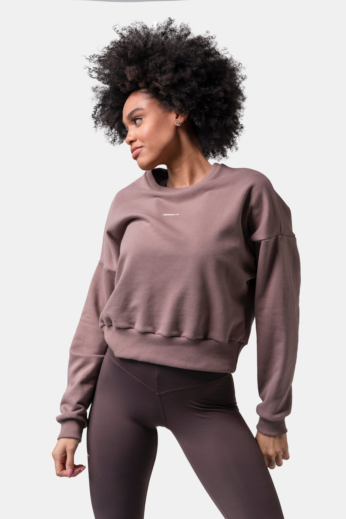 NEBBIA Loose Fit Sweatshirt "Feeling Good", brown