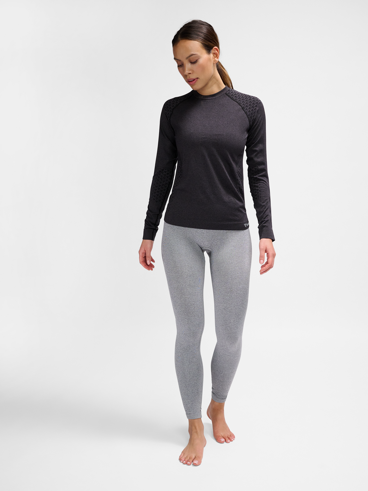 hummel Ci Seamless T-shirt L/S Black Melange