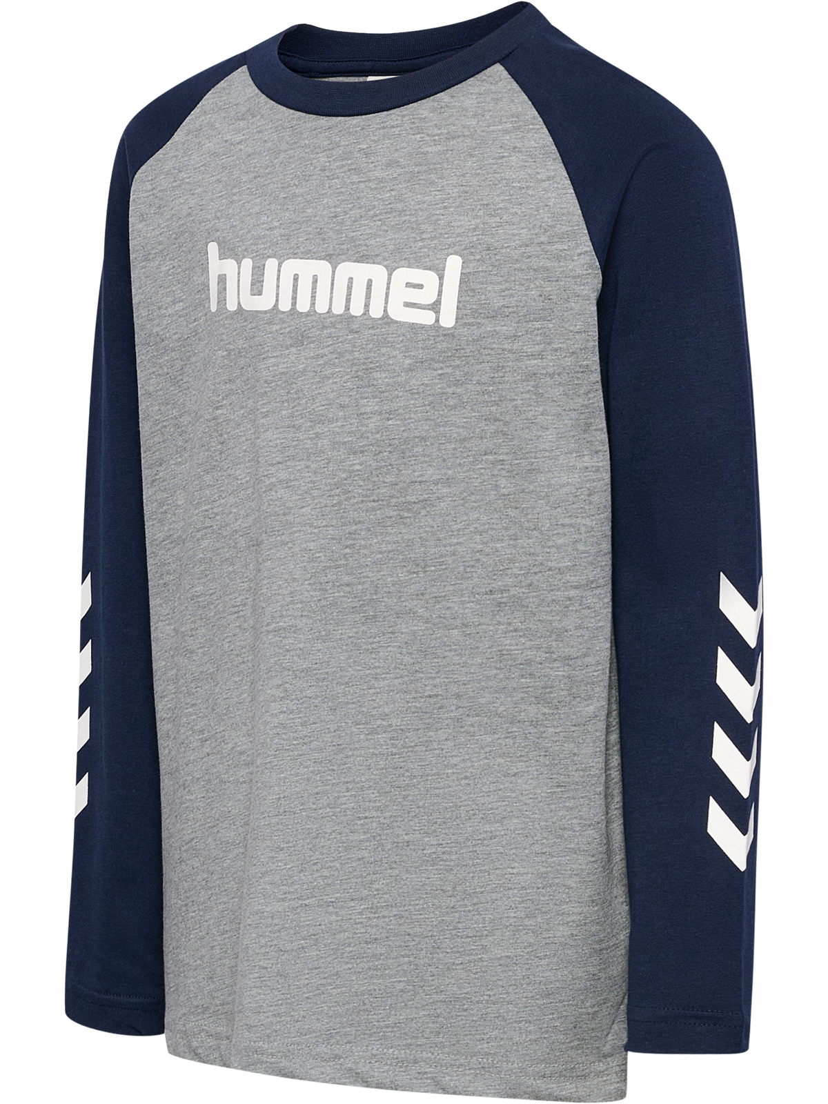 hummel Jr Logo T-shirt L/S Grey Melange/Dress Blues
