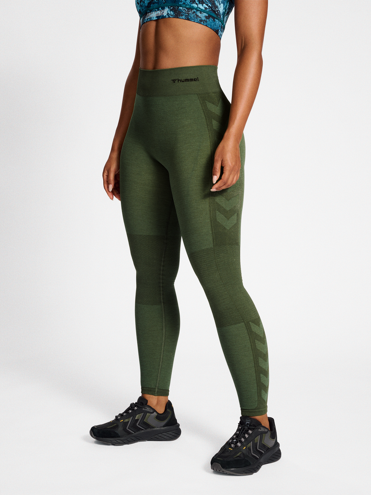 hummel Clea Seamless Mid Waist Tights Climbing Ivy/Beetle Melange
