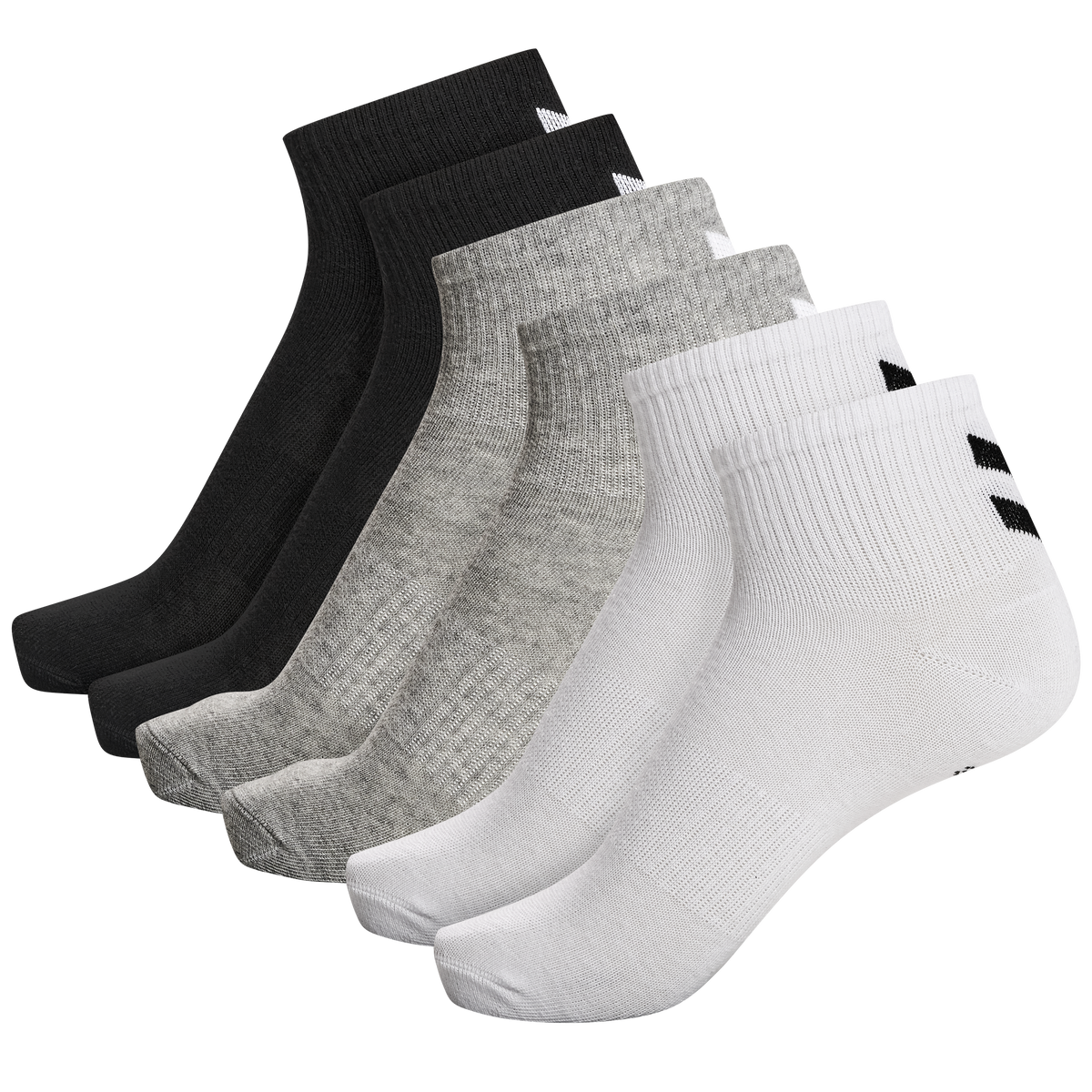 hummel Chevron 6-PACK Mid Cut Socks Black/White/Grey