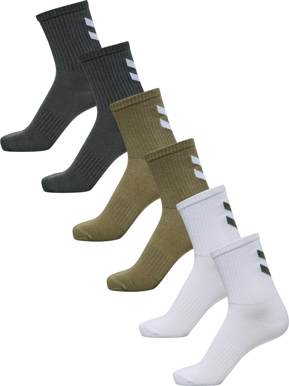 hummel Crew Stripe 6-PACK Socks Black Forest