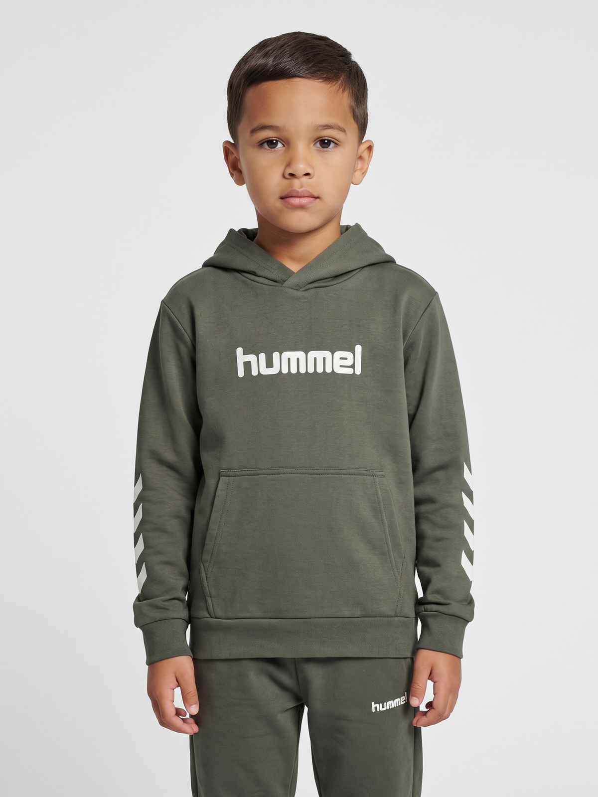 hummel Jr Reg Logo Hoodie Castor Gray