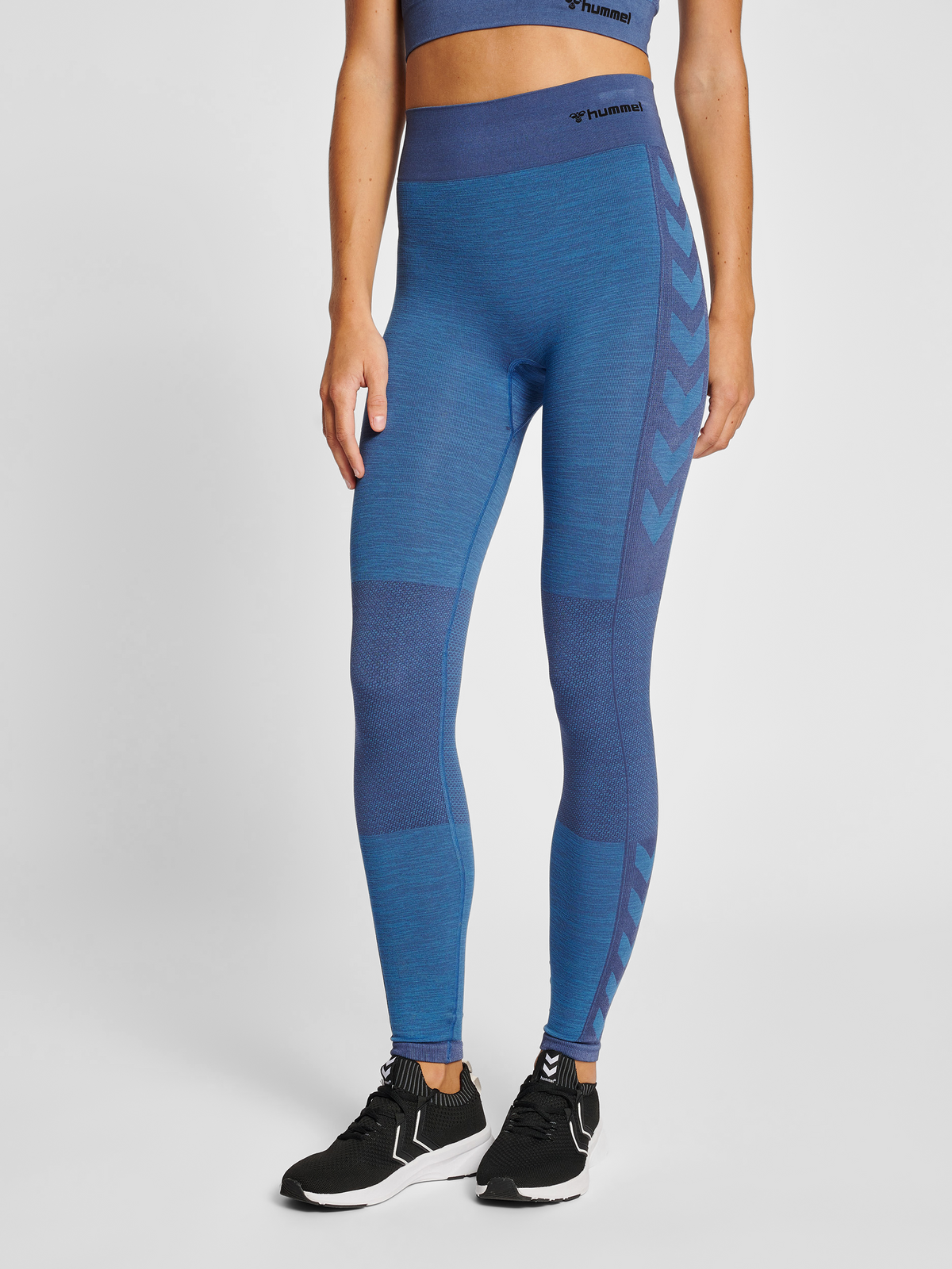 hummel Clea Seamless Mid Waist Tights Riviera/Insignia Blue Melange