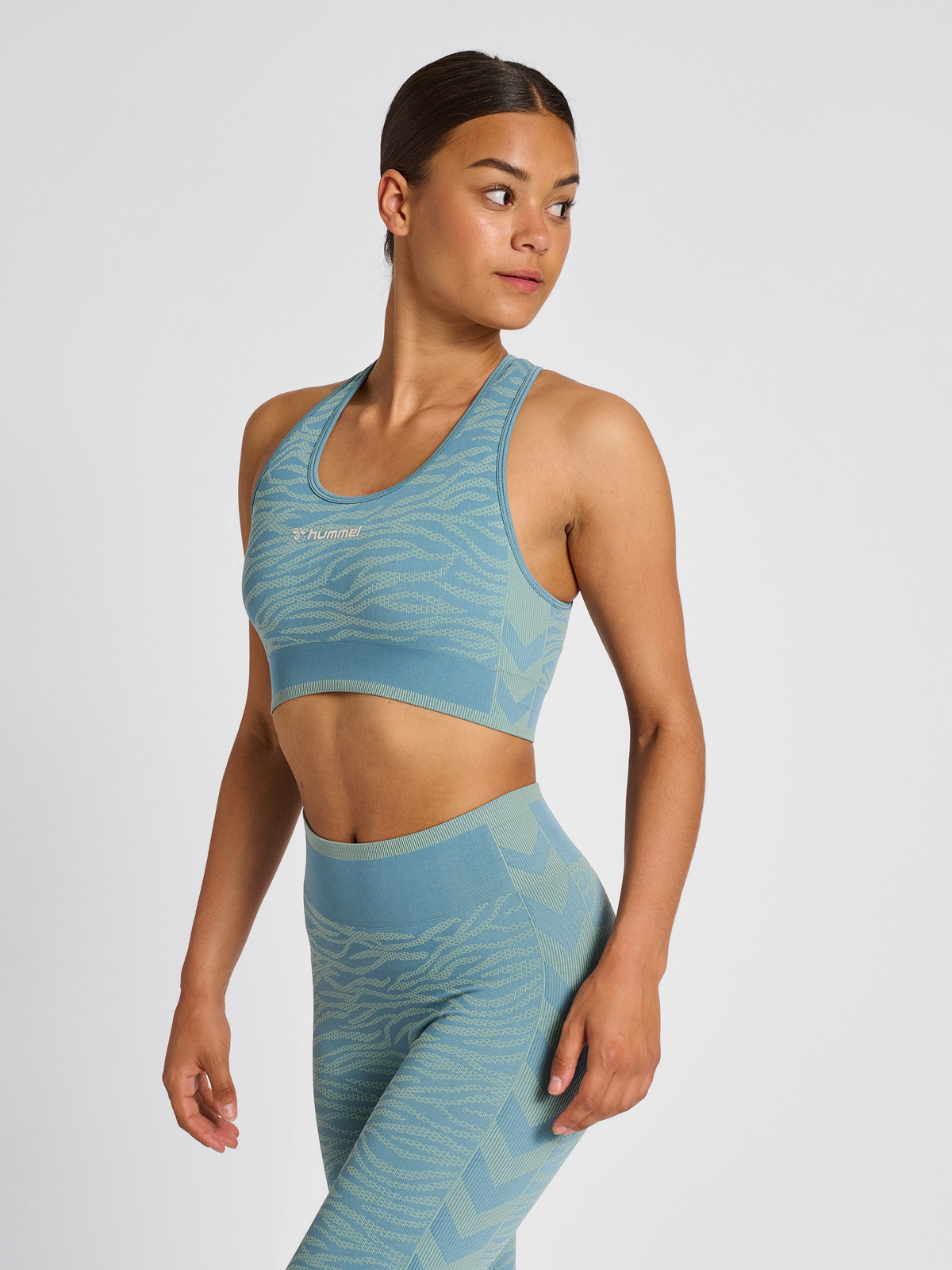 hummel Mt Saga Seamless Sports Top North Atlantic/Blue Surf Melange