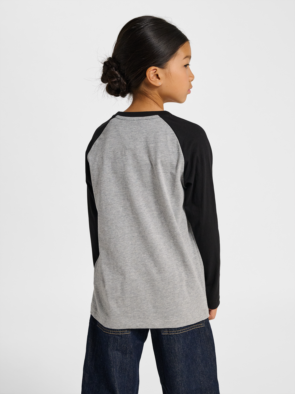 hummel Jr Logo T-shirt L/S Grey Melange